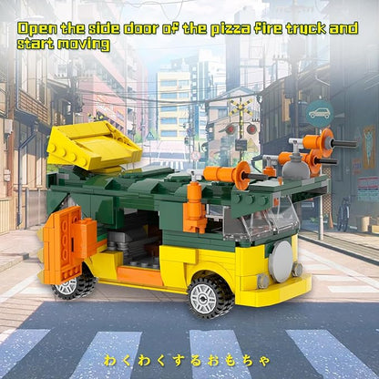MOOXI-MOC Anime Ninja Turtle Pizza Car Building Set,Creative Cute Building Blocks Children Kits,Gifts for Kids(454pcs)