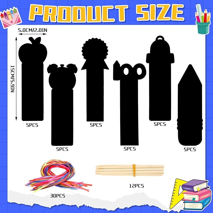 JUNEBRUSHS 30Pcs100 Days of School Scratch Bookmarks, Rainbow Magic Scratch Paper Art for Kids 100 Days of School Craft for 100th Day of School Gifts Activities Project Party Favors