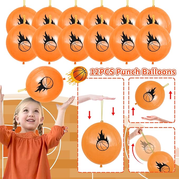Basketball Party Favors Birthday Supplies 72pcs Buck Keychains Silicone Bracelets Punch Balloons Finger Lights Stickers Stamp Scratch Art Set For Kids Pinata Stuffer Boys Girls