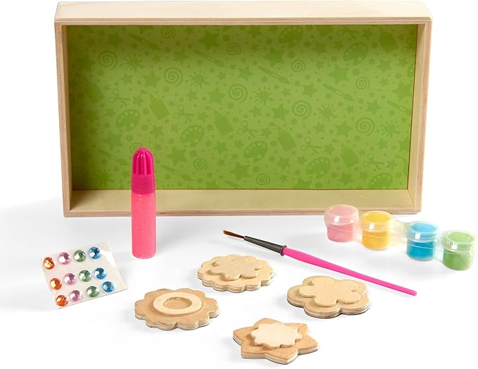 Melissa & Doug Created By Me! Paint & Decorate Your Own Wooden Magnets Craft Kit – Butterflies, Hearts, Flowers - Kids Craft Kits, Great Activity For Rainy Days And Party Favors, Ages 4+