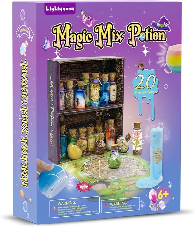 LiyLiyanna Magic Mystic Potion Kits for Kids, Mix 20 Magic Wizard Potion Bottles Birthday Decorations, Mystic Potion Craft Kits, Magic Kits Gifts for Girls and Boys Age 6 7 8 9 10+