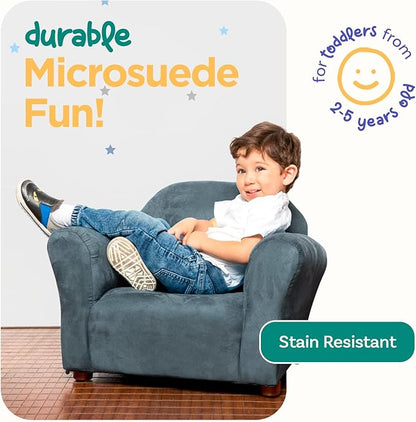 Keet, Roundy Child Size Chair, Microsuede, Comfortable and Durable Kids Chair, Toddler Couch Easy to Coordinate, Toddler Sofa Couch for Girls and Boys, Kids Couch Chair, Ages 2-5 Years, Charcoal
