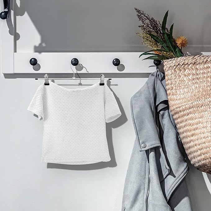 Pants Hangers,Skirt Hangers with Adjustable Non-Slip Clips Pants Hangers,Space Saving Metal Hangers for Coat Garment Jeans,Hangers for Kids Adults (20 Pack)