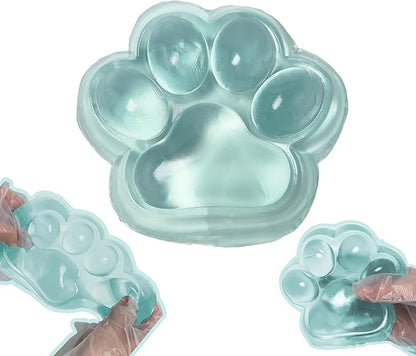 Large Cat Paw Taba Squishy Squeeze Toys 5-inch Green Cute Fufu Squishy Sensory Stress Relief Fidget Toys for Party Favors Sensory Anxiety Toys for Adults (Transparent Green)