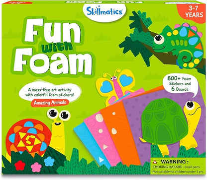 Skillmatics Art Activity - Fun with Foam Animals, No Mess Felt Sticker Art for Kids, 3D Foam Stickers, DIY Craft Kits, Gifts for Boys & Girls Ages 3, 4, 5, 6, 7