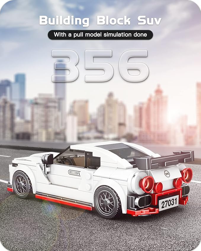 Mould King Speed Champion Nissan GTR Car Models Building Toys with Display Case, 27031 Model Car Kits Building Blocks, Race Car Building Sets, JDM Car Building Kits for Adults Kids 8+(356PCS)