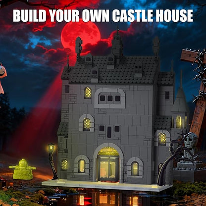 Haunted House Building Set with Lights, Halloween Mansion Building Block Toy Compatible with Lego Adults, Idea for Boys, Girls, Movie Fan Age 14+ (1686 PCS)