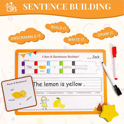 145 PCS Sentence Building for Kids, Sight Word Games Puzzle, Special Education Classroom Must Haves, Montessori Grammar Reading Game, Speech Therapy Cardboard Birthday Toys for Kindergarten