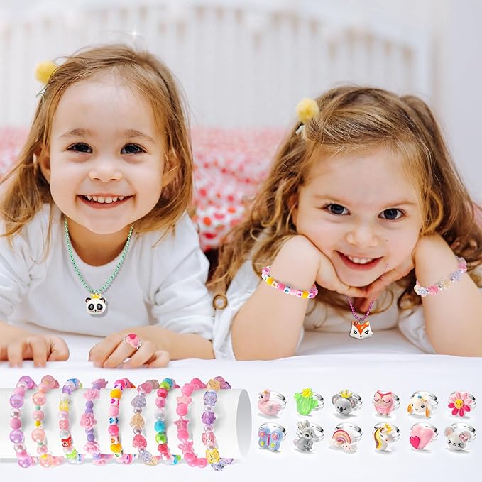 Toddler Girls Jewelry for 3 Year Old, Kids Play Jewelry Set for Little Girl Age 4-6, Children Dress Up Necklaces Childs Rings Bracelets for Toddlers Princess Ages 3+ 3-5 4 5 6 7 Years