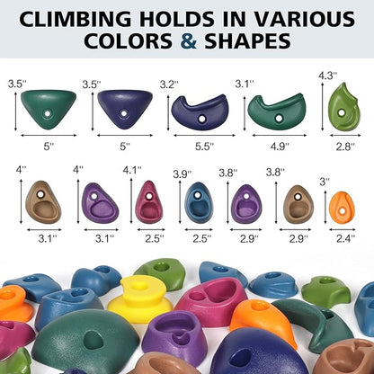 TOPNEW 20PCS Rock Climbing Holds with Mounting Hardware - Climbing Rocks for Indoor/Outdoor Kids Adults Rock Wall, Play Set & Climbing Gym, Dark Color