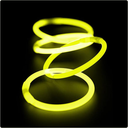 8" Glow Stick Bracelets - Bulk 50 Pack for Mardi Gras, St. Patrick's Day, and Nighttime Celebrations - Yellow