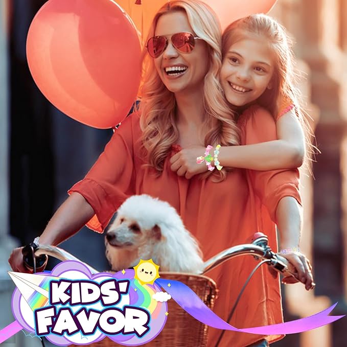 PinkSheep Bracelets for Girl Kids 12PC Jewelry for Little Girl Unicorn Friendship Bracelets Unicorn Flower Pink Sheep Bracelets Baby Girl Teen Bracelet Princess Party Favors