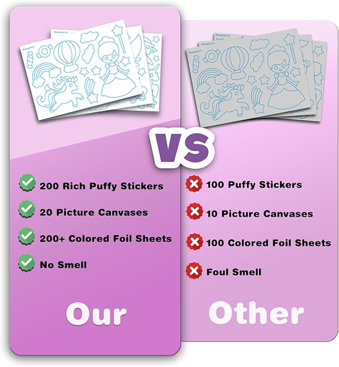 SOOVSY 200 Sheets Princesses & Unicorns Foil Art Fun Kit for Kids, Foil Art for Kids Art Craft DIY Creative Activity Birthday Christmas Gift Travel Toys for 4 5 6 7 8 9 Years Old Kids Girls Boys