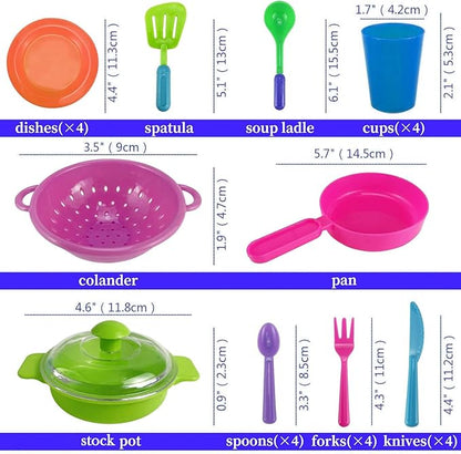 Kids Super Durable Kitchen Toys Set, Pretend Play Children's Dish Toy, Wash and Dry Tableware Dish Rack with Drainer (Great Gift for Kids) (27 Pieces)