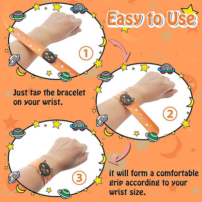 Welkin 6PCS Halloween Slap Bracelets For Kids,Colorful Silicone Bracelet, Soft and Safe Slap Bracelets Party Decorations Favors，Kids halloween Party Gift (Halloween)