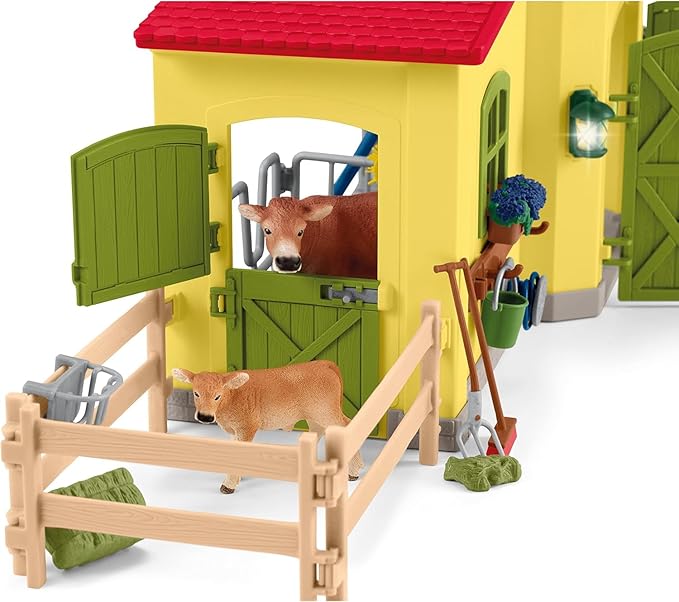 Schleich Farm World Animal Farm Playset with Figurine and Accessories - 92pc Kids Animal Farm Playset with Cow, Horse, Pig, Bull, and Accessories for Boys and Girls, Gift for Kids Age 3+, Yellow