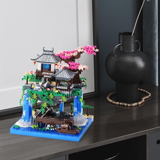 Cherry Blossom Bonsai Tree House Building Block Sets 3320PCS Chinese Architecture of Peach Blossom Micro Mini Building Set Toy Gift for Kids Adults