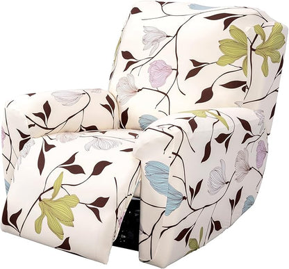FUANGUI Recliner Chair Cover 4-Pieces Lazyboy Cover for Recliner Chair with Storage Pockets Furniture Protector for Living Room, Jacquard Sofa Slipcover for Kids, Pets, Dog and Cat, 14