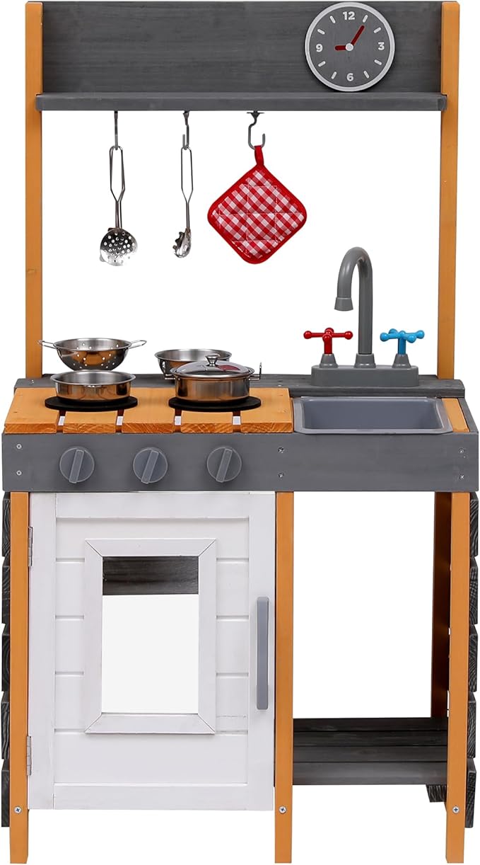 Mud Kitchen for Kids Outdoor - Kids Outdoor Play Kitchen Playset with Cookware Accessories - Perfect for Chef Pretend Play