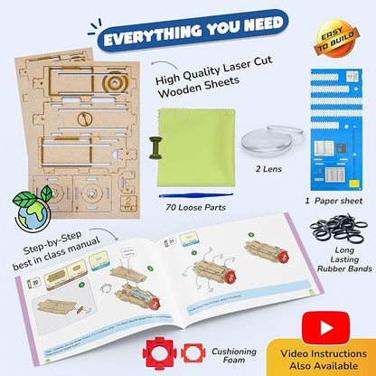 Smartivity Telescope STEM Toy for Kids Ages 8-14 Years | Measure Height & Distance | Cool Birthday Gifts Ideas for Boys & Girls | DIY Science Kit for 8,9,10,11,12,13,14 I Wooden Engineering Game