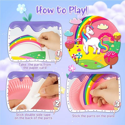 V-Opitos Arts and Crafts Kits for Kids, 12 Pack Paper Plate Crafts for Toddlers Age of 2, 3, 4, 5 Years Old, Fun Preschool Classroom Activity Project for Boys & Girls