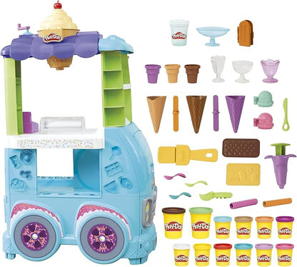 Play-Doh Kitchen Creations Ultimate Ice Cream Truck Toy Playset, Food Truck Toys for Kids, 27 Accessories, 12 Cans, Preschool Toys for 3 Year Old Girls & Boys and Up, Non-Toxic