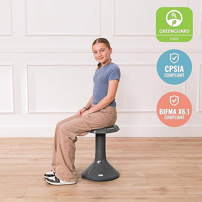 ECR4Kids ACE Active Core Engagement Wobble Stool, 18-Inch Seat Height, Flexible Seating, Grey