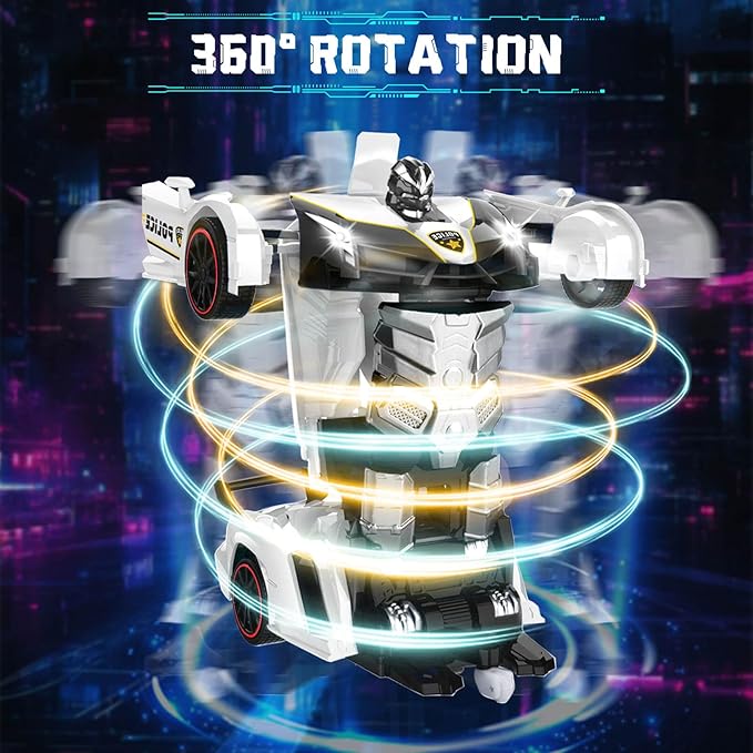 Dolanus Remote Control Car - Transform Police RC Cars, Robot Toys for Ages 5-7, Kids Toys, 4 Year Old Boy Toys, Birthday Gifts for Boys Kids Toddlers, Toys for 3 4 5 6 7 8 10 12 Years Old Boy- Black