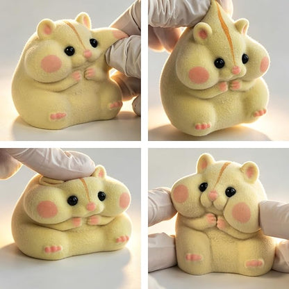 Handmade Taba Squishy Hamster Toy, Cute Squishy Hamster Fidget Toy, Realistic Hamster Toy, Soft Silicone Mochi Furry Toy, Stress Relief Gift for Adults & Kids, Sensory Anxiety Plushie (Yellow)