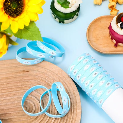 36 Pcs Blue Sky Clouds Silicone Wristband for Kids Cartoon Story Silicone Bracelets Party Favors Rubber Wristbands Baby Shower Birthday Party Decorations