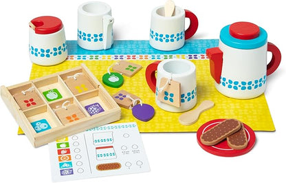 Melissa & Doug 20-Piece Steep and Serve Wooden Tea Set - Play Food and Kitchen Accessories Play Tea Set, Pretend Toy For Kids Ages 3+