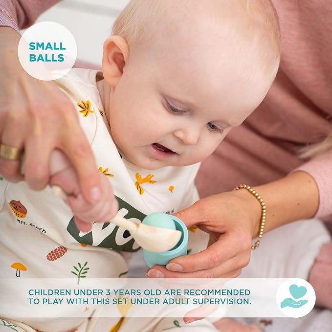 Ulanik Balls in Cups Toddler Montessori Toys for 1 Year Old + Kids Preschool Wooden Matching Games for Learning Color Sorting and Counting