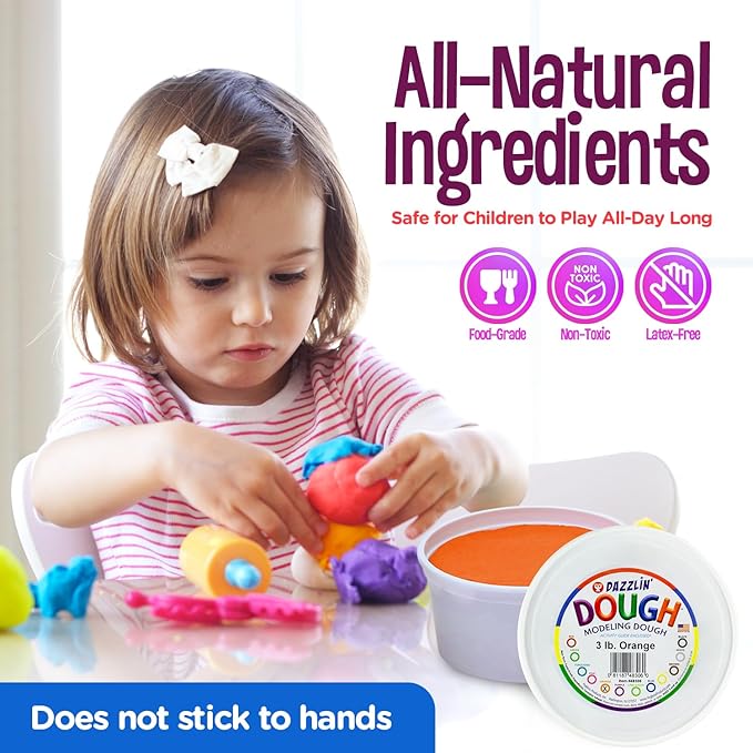 Hygloss Play Modeling Dough - Orangle Dough Unscented - Safe & Non-Toxic for Kids Arts & Crafts - Party Favors - Classroom Supplies - 3lb