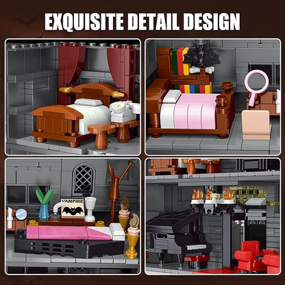 Haunted House Building Set with Lights, Halloween Mansion Building Block Toy Compatible with Lego Adults, Idea for Boys, Girls, Movie Fan Age 14+ (1686 PCS)