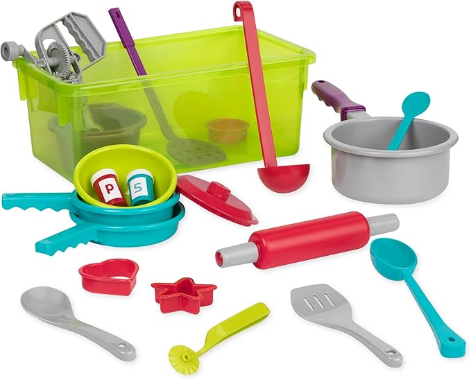 Battat – Pretend Cooking Set – Plastic Kitchen Toys – Play Dishes & Utensils-Toddler Cooking Set – 3 Years + (21 Pcs)