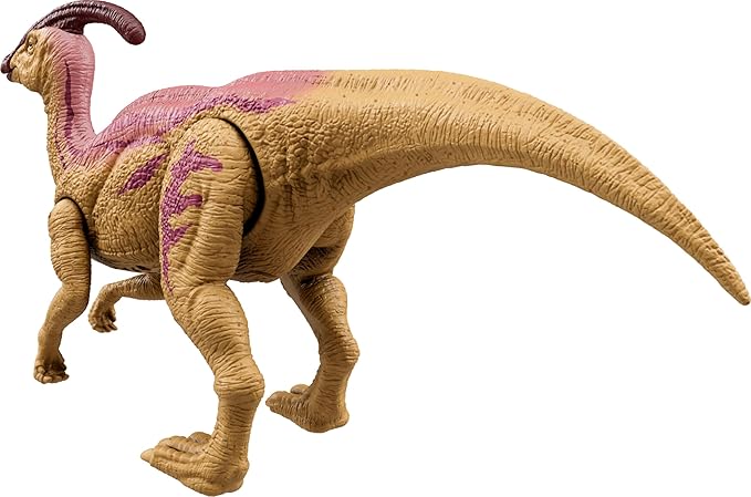 Mattel Jurassic World Wild Roar Dinosaur Action Figure, Parasaurolophus with Glowing Spine Reveal Lights & Sound, Posable Toy with Digital Play