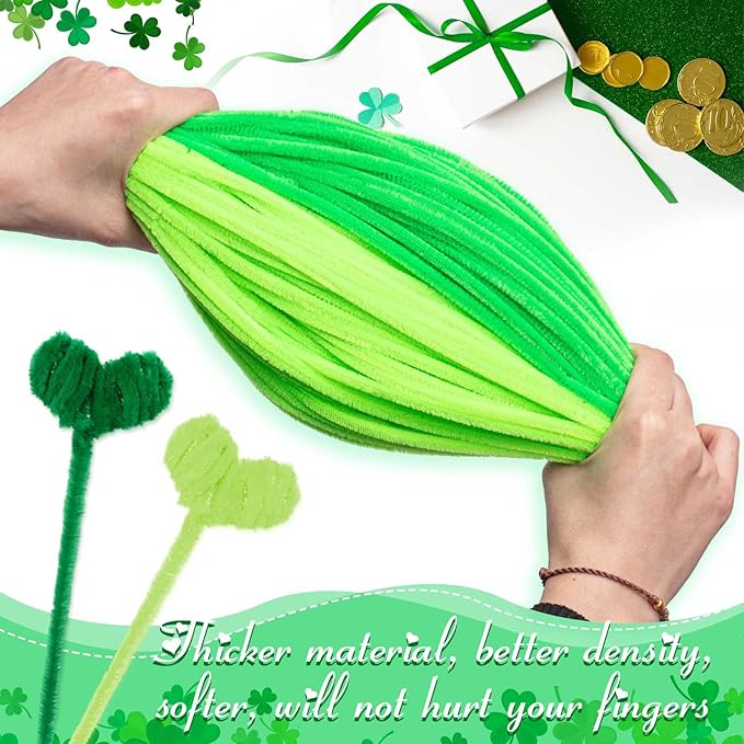 Peryiter 500 Pieces Pipe Cleaners Chenille Stems 12 Inch Craft Supplies Bulk for DIY Art and Craft Projects Creative Gift Wrapping Party Decorations(Green,12 Inch)
