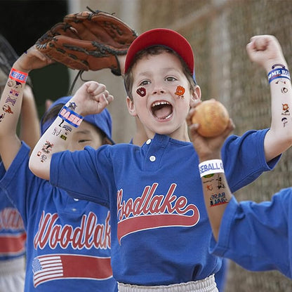 40Pcs Baseball Slap Bracelets Party Favors with Baseball Tattoo Birthday Gifts Baseball Party Decorations Snap Band for Kids Boys