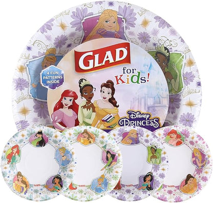 Glad for Kids Disney Princess 12oz Paper Bowls Disney Princess Paper Bowls, Kids Bowls, Kid-Friendly Paper Bowls for Everyday Use, 12oz Paper Bowls 40 Ct
