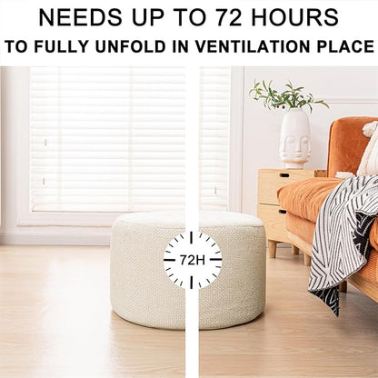 Pouf Ottoman Foot Rest Living Room Decor Floor Pouf Lightweight 20x12 Inches Modern Stuffed Poof Foot Stool Perfect Underdesk Foot Rest for Office (Cream)