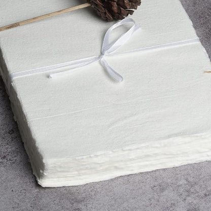 50 Sheets - Rough/Textured Watercolor Paper - 6 X 4 inches(150GSM) - Handmade/Deckle Edge Paper Made from Virgin Egyptian Cotton - Off-White by Leather Village