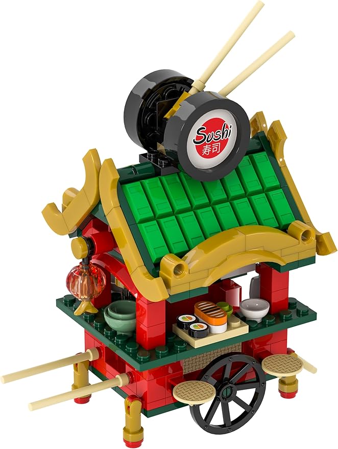 Brick Loot Exclusive Sushi Cart Bar Custom Designed Model Compatible with Major Block Brands Fun and Creative Boys and Girls Building Set