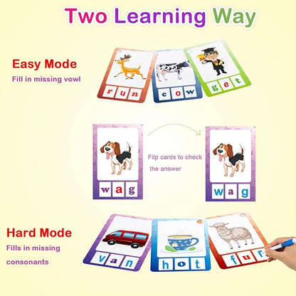 Phonics Sight Words and Spelling Games, Phonics Game Pad for Kids Ages 4-6, CVC Word Writing Activities, Preschool to Kindergarten Educational Toys, Learn to Read for Toddlers 3-6 Years Old