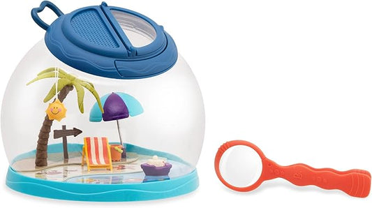 B. toys- Tiki Retreat Bug Catcher Kit – 1 Bug Cage with Tweezers & Magnifying Glass – Bug Toys for Kids 4+