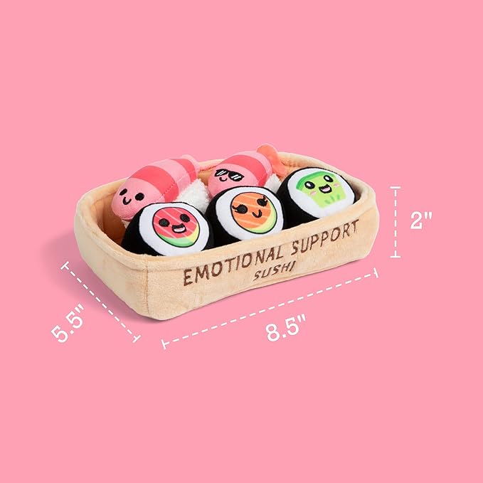 Emotional Support Sushi by Relatable, Cuddly Stuffed Animals and Plushies Set, Small Gifts for Mom, Includes 5 Sushi Plush Toys with Carrying Basket, for Mom