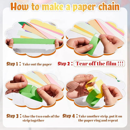 Nezyo 240 Sheets Bright Paper Chain Strips Construction Paper About 46 Feet in Total Length 1 x 8 Inch Assorted Colors DIY with 1 Roll Double Sided Tape