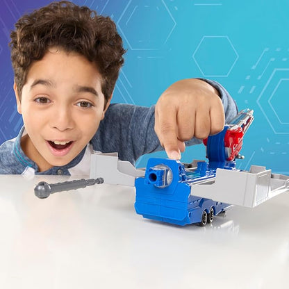 Transformers EarthSpark Optimus Prime Battle Trailer Playset with Action Figure, Lights and Sounds, Electronic Truck Toys for Kids 6 and Up
