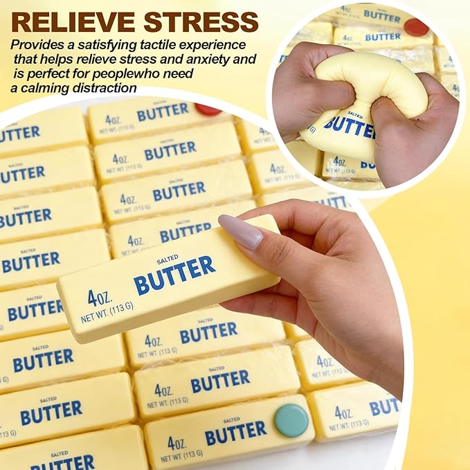 Butter Squishy,Slow Rising Squishy,Stress Relief & Fidget Toys, Pack Sensory Stress Relief Squishies Soft & Stretchy Fidget Toys for Office School