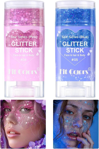 Face Body Glitter Stick,Music Festival Accessories Outfits for Women,Hair Glitter Makeup,Mermaid Chunky Glitter Face Paint,Waterproof Sparkle Face Glitter for Country Concert