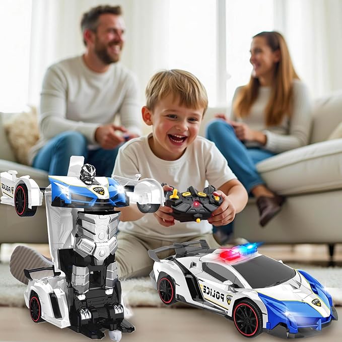 Dolanus Remote Control Car - Transform Police RC Cars, Robot Toys for Ages 5-7, Kids Toys, 4 Year Old Boy Toys, Birthday Gifts for Boys Kids Toddlers, Toys for 3 4 5 6 7 8 10 12 Years Old Boy- Blue